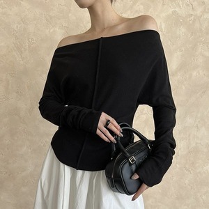 Center Piping Off-shoulder Tops 501692