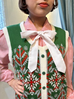 nordic pattern green knit vest