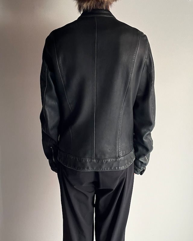 【DOLCE&GABBANA】lamb leather single riders jacket