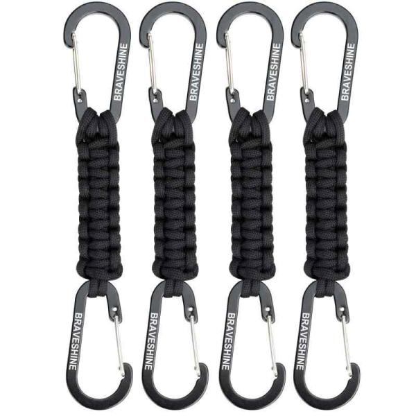 BRAVESHINE パラコードで編んだ 紐の両端にカラビナ付き カラビナ パラ
