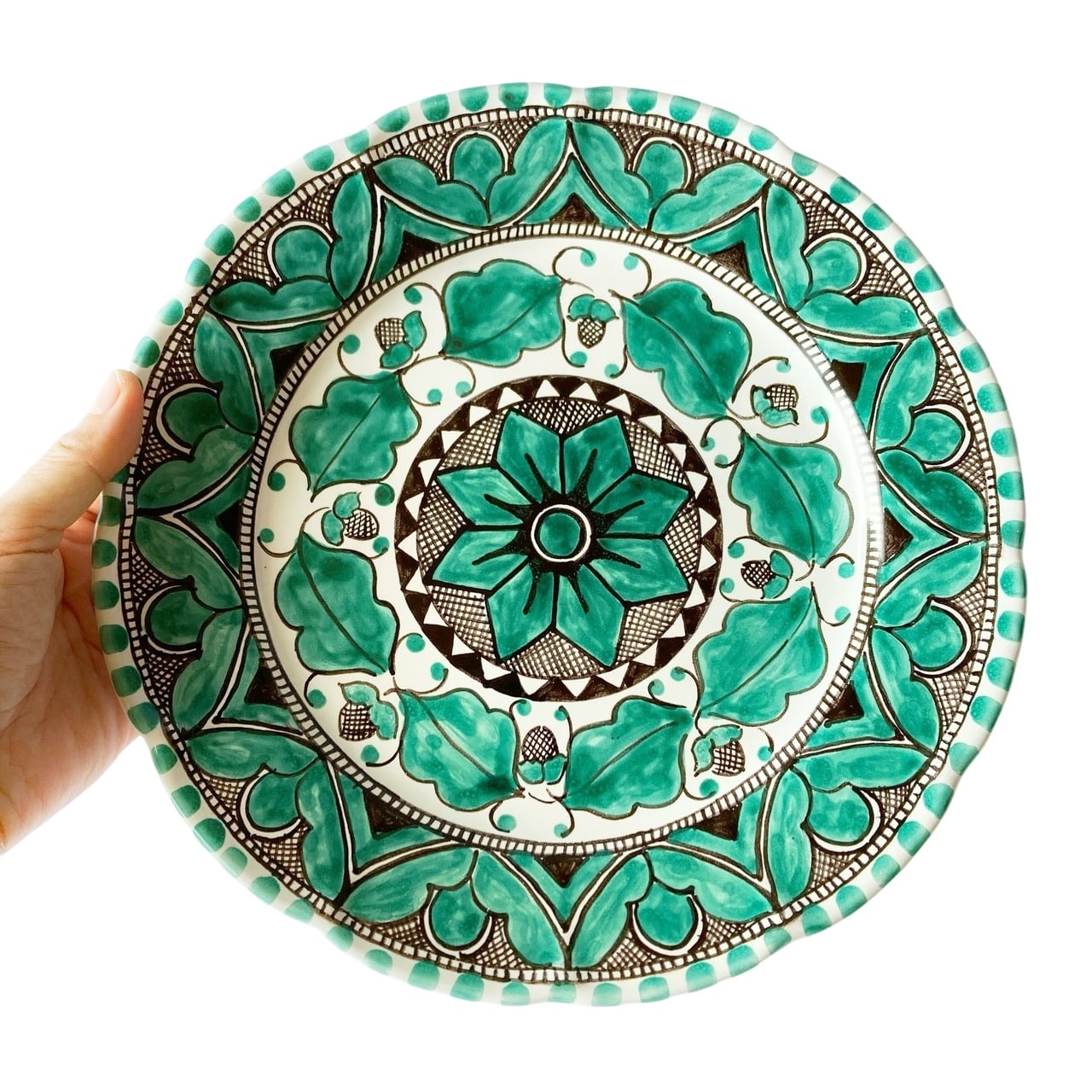 絵皿 26cm GEO034 マヨリカ焼き イタリア陶器 幾何学 飾り皿