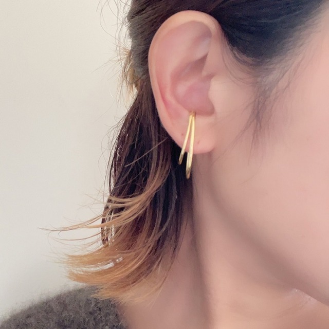 S925【両耳用】 Double Line Ear cuff