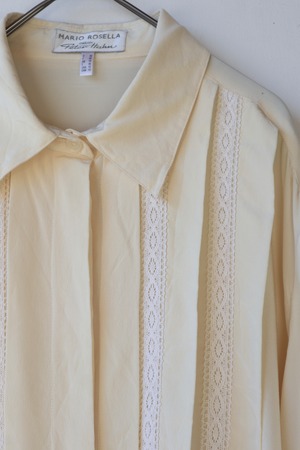 80s-90s Euro silk pintuck lace shirt