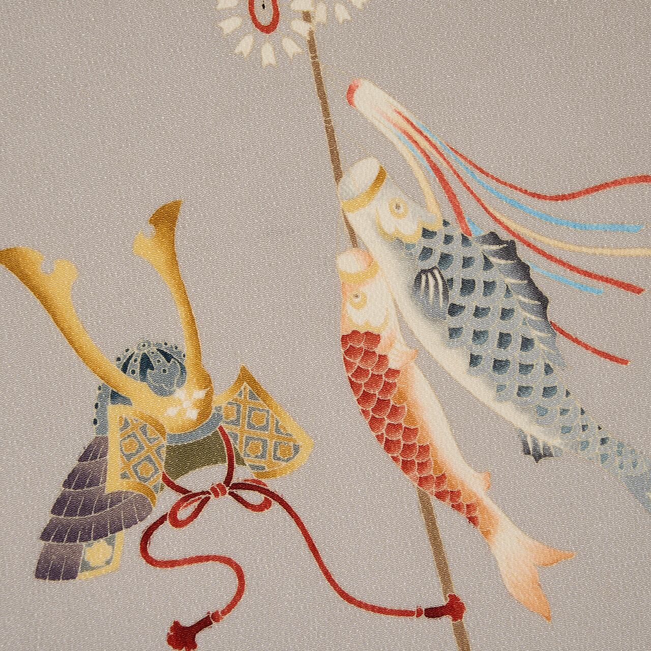 値下げ❣️縁起の良い❣️名古屋帯 手刺繍❣️のぼり鯉 タペストリー 鯉のぼりとお節句の模様 友禅名古屋帯【中古】 | かわの屋