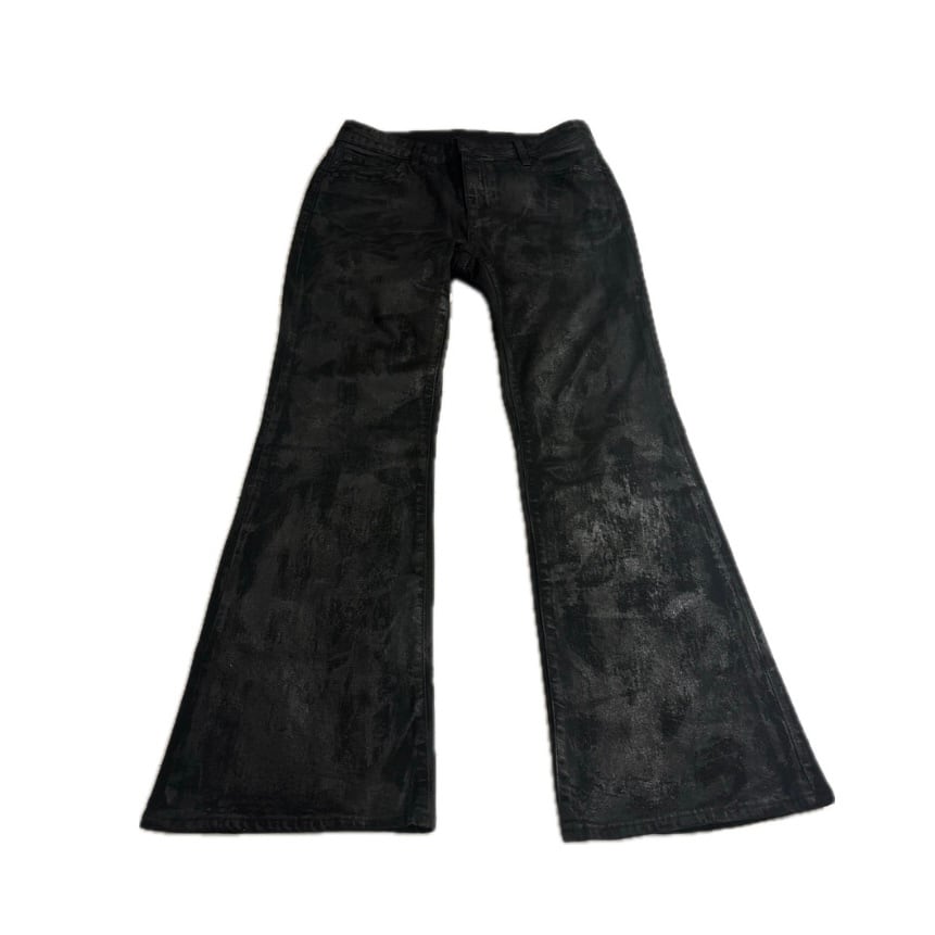 wax coating flare black denim ワックスコーティング加工フレアデニム