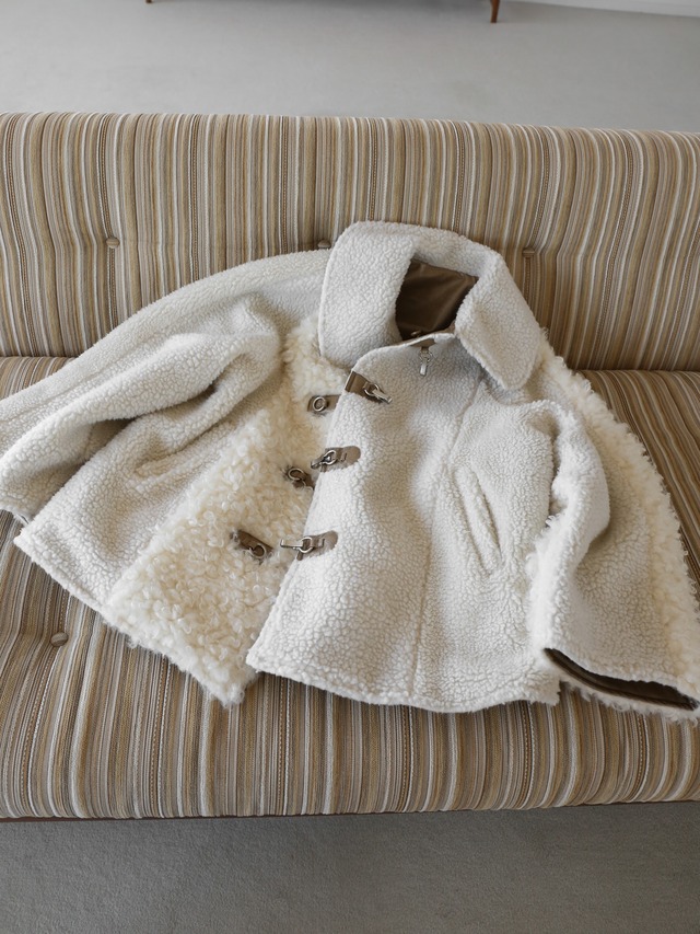 reversible patchwork mouton coat（beige）