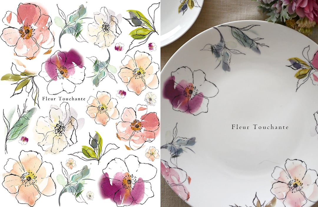 水彩 Fleur Touchanteフルール トシャント大サイズ A4サイズ (ポーセリンアート用転写紙)