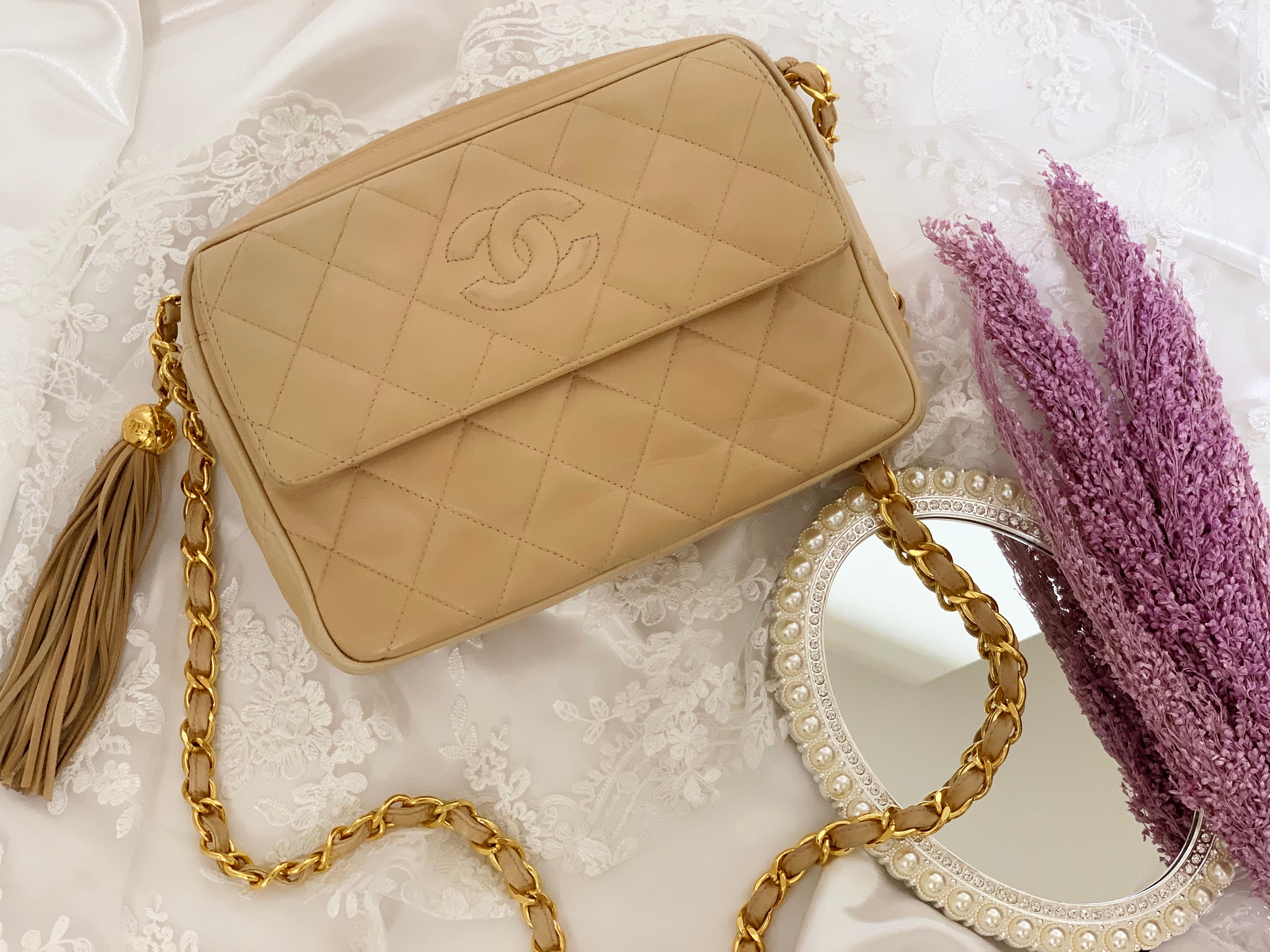 CHANEL シャネル　ラムスキン　マトラッセ　フリンジ　チェーンショルダー　ベージュ　ゴールド金具 | brand shop marry