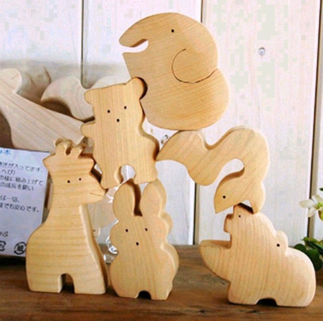 動物の積み木 ナチュラルウッディ きりかぶ