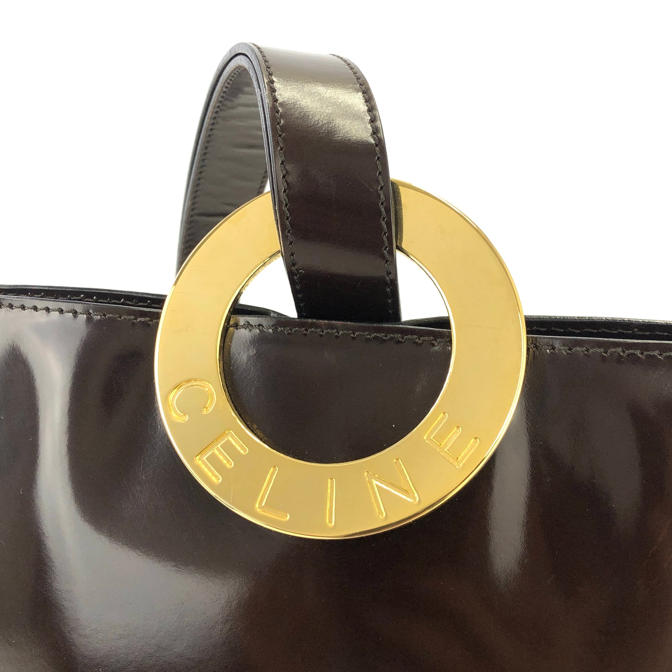 CELINE セリーヌ　ロゴサークル　レザー　ワンハンドル　ショルダーバッグ　ブラウン　vintage　ヴィンテージ　オールドセリーヌ　7huww6  | VintageShop solo powered by BASE