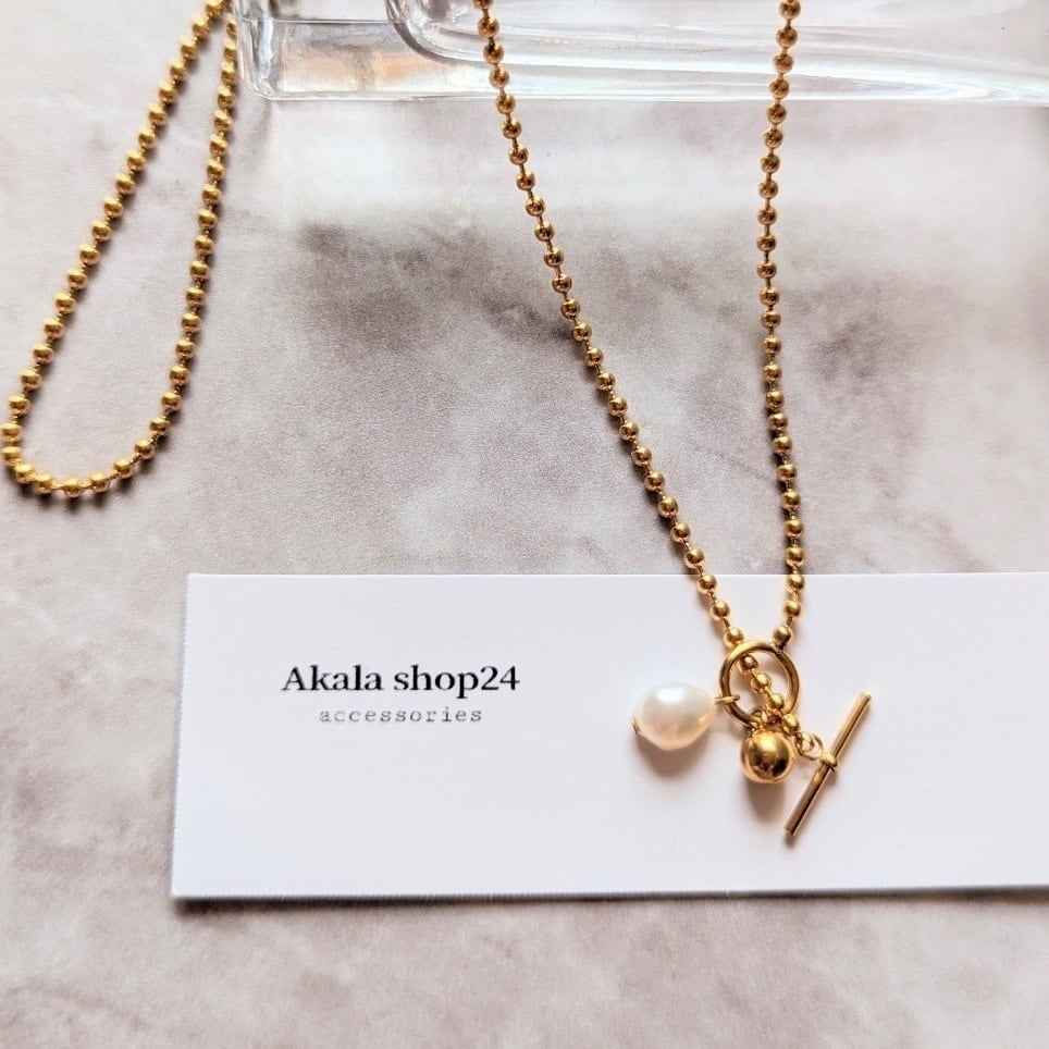 【再入荷】mantel Perl necklace 316L / マンテル 淡水パール チェーン ネックレス