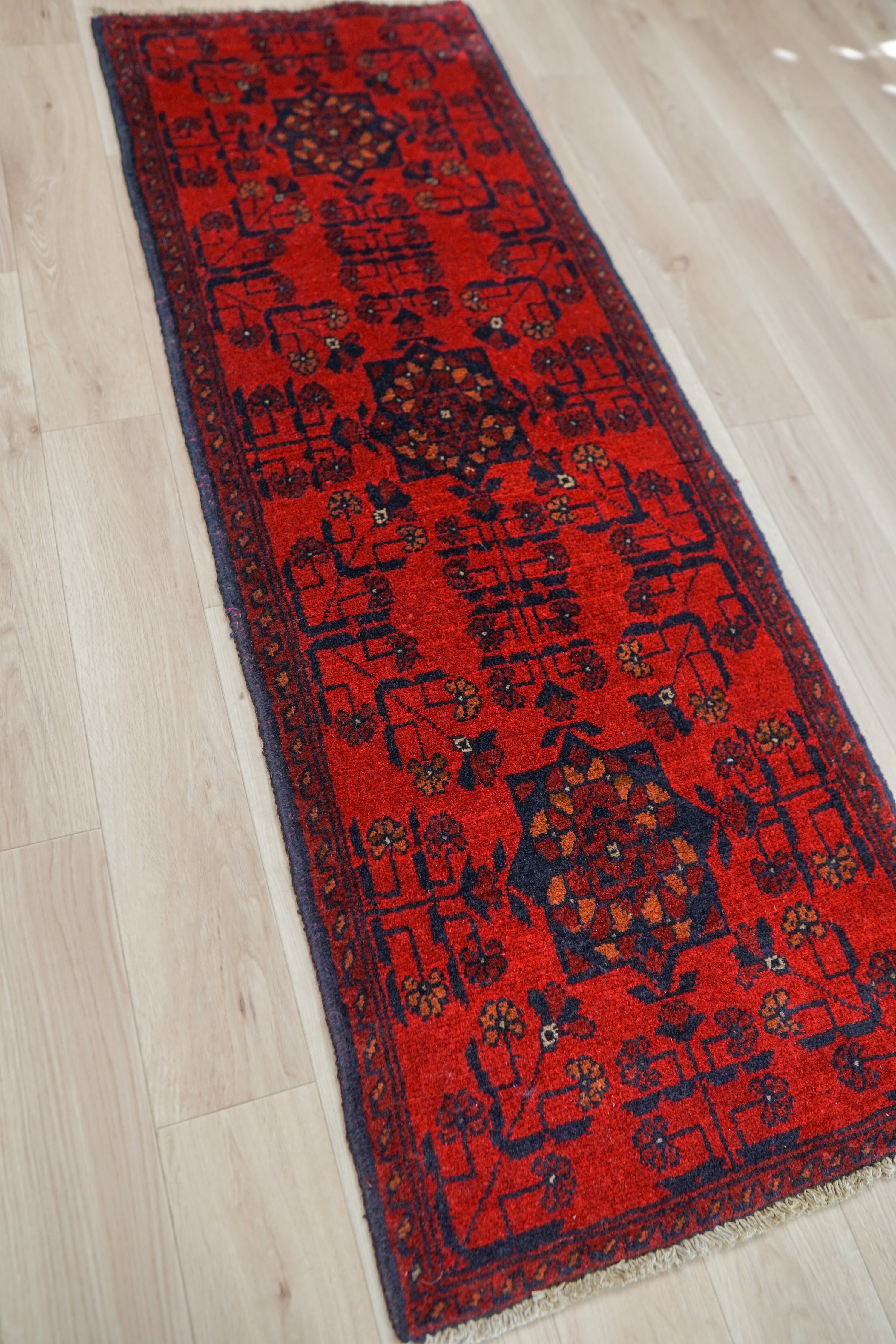 147×52cm【アフガニスタン 手織り絨毯 カールモハメディ】 ランナー-