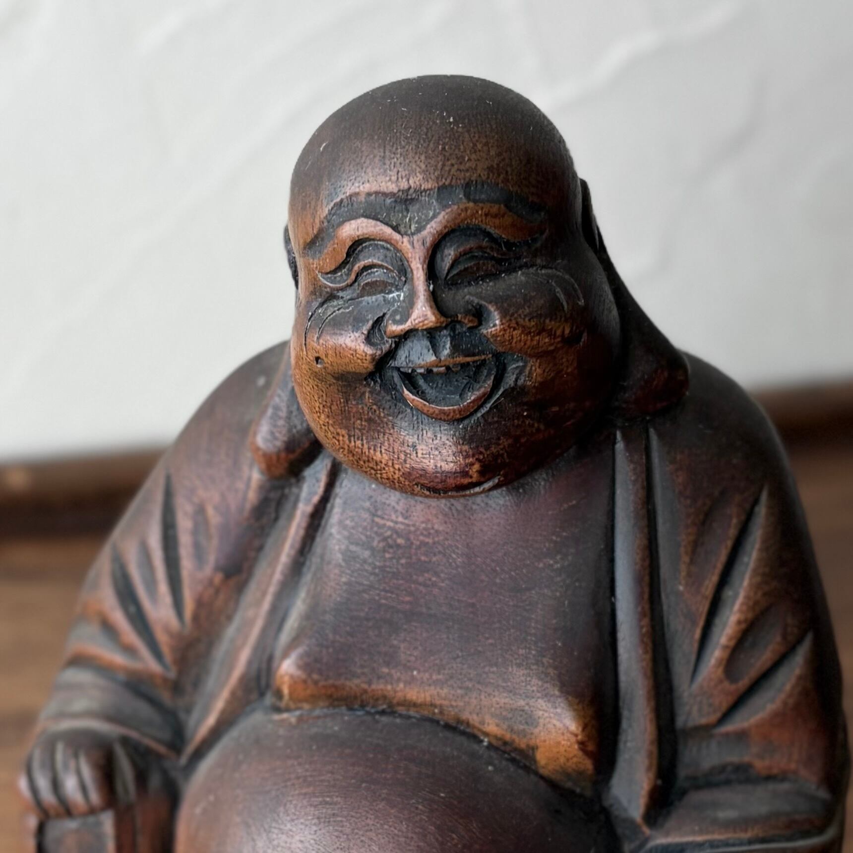 木彫りの布袋様 七福神 置物 縁起物 | 古家具古道具kuon