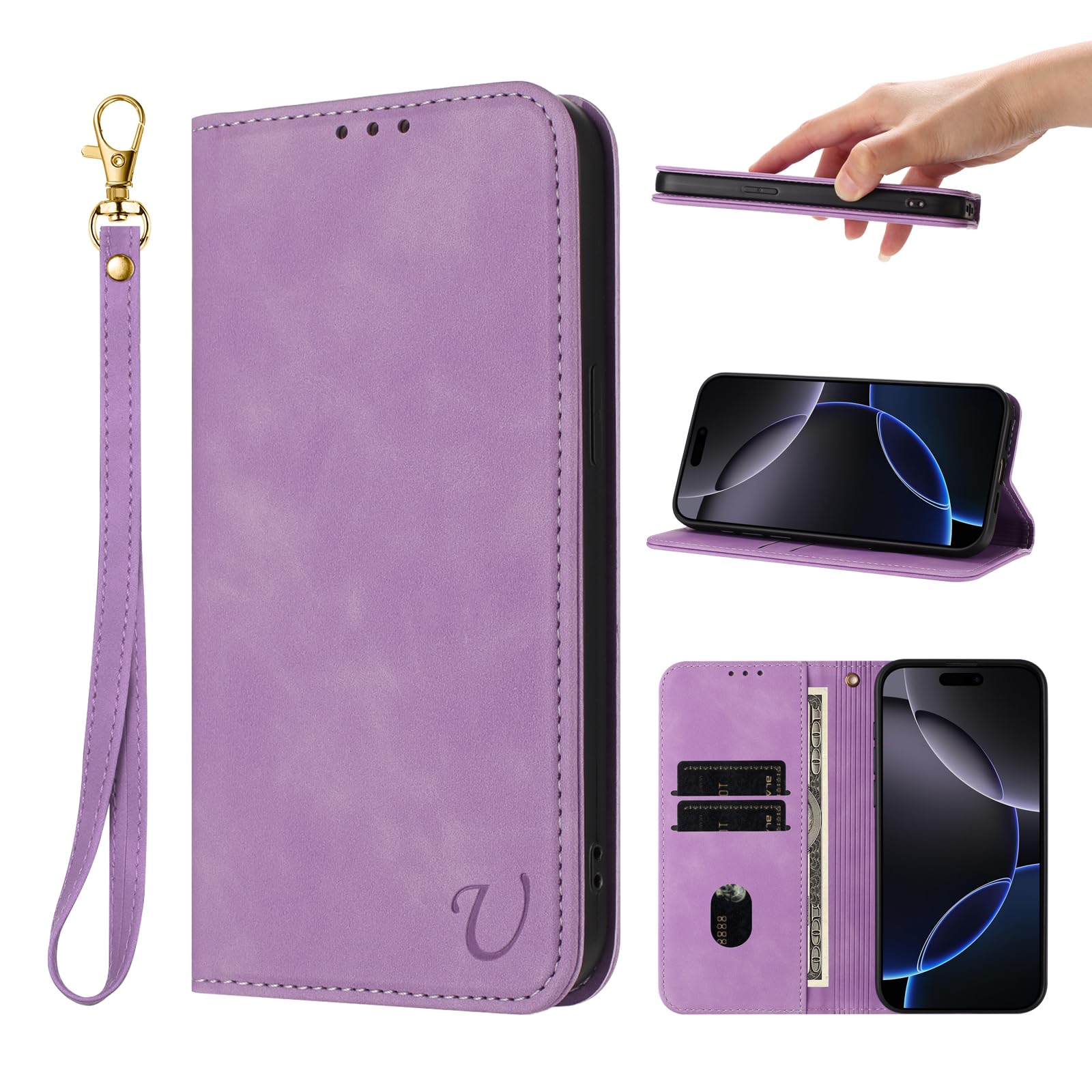 Ugazuisi兼用 AQUOS R9/R10 ケース手帳型 SoftBank SH-51F docomo SIMフリー 全対応 アクオス R10 SH51F カバー aquosr10 携帯ケース 同色ストラップ付き スマホケース スマホカバー 携帯カバー 肌触り良いレザー グネット内蔵 全面保護 耐衝撃 耐摩擦 スタンド機能 カードケース 財布型 カード入れ パープルピンク