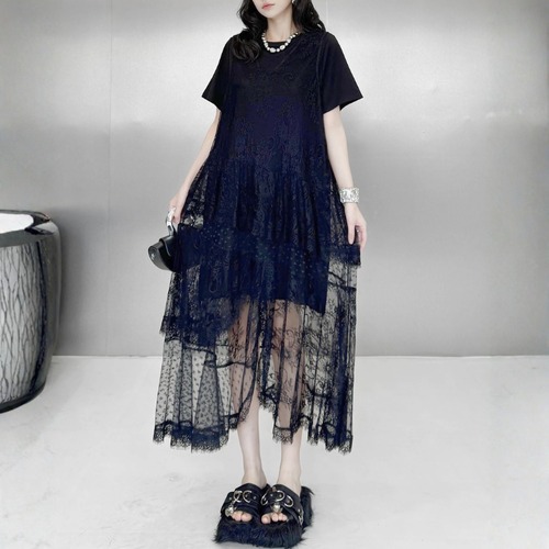 Asymmetric lace layered setup C1557