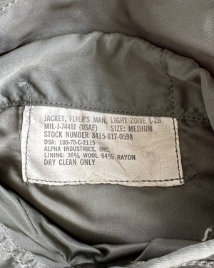 -ALPHA INDUSTRIES- Vintage 70s M L-2B Flight Jacket