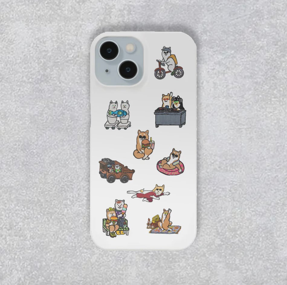 スマホケース】柴犬オールスターのiPhoneカバーケース（手帳＆ハード