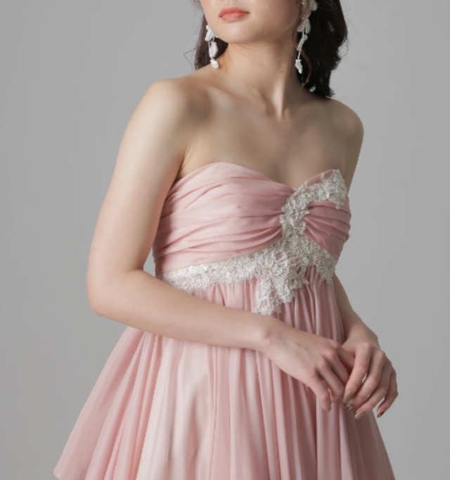 ウエディングドレス カラードレス ピンク ハートネック きれいな ...