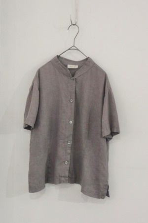 80s-90s Euro linen stand collar blouse