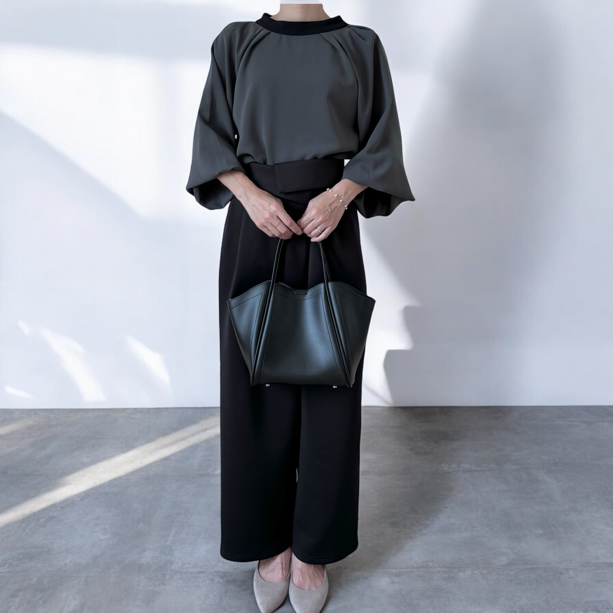 セットアップ可/machine wash】ハイウエスト折り返しダンボールニット