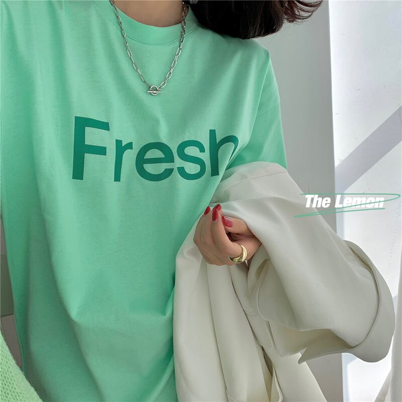 スプリングサマーシングルルーズラウンドネックプルオーバー Tシャツ トップス レディース 春物 夏物 Oネック ビッグFスモールZ韓国14120406788