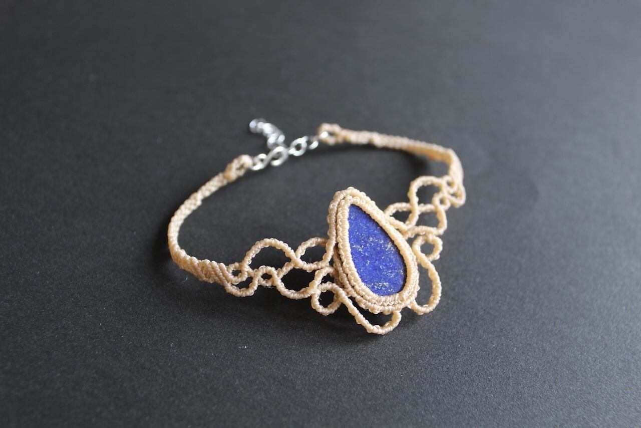 Lapis lazuli micro macrame bracelet