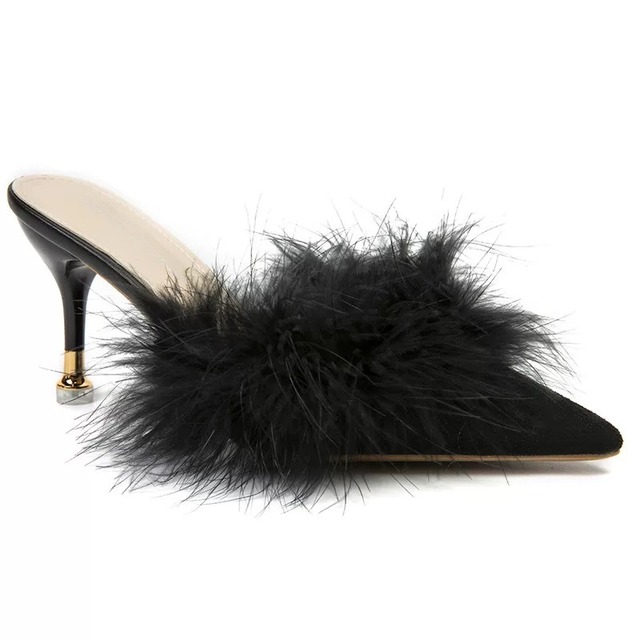 girly fur mule