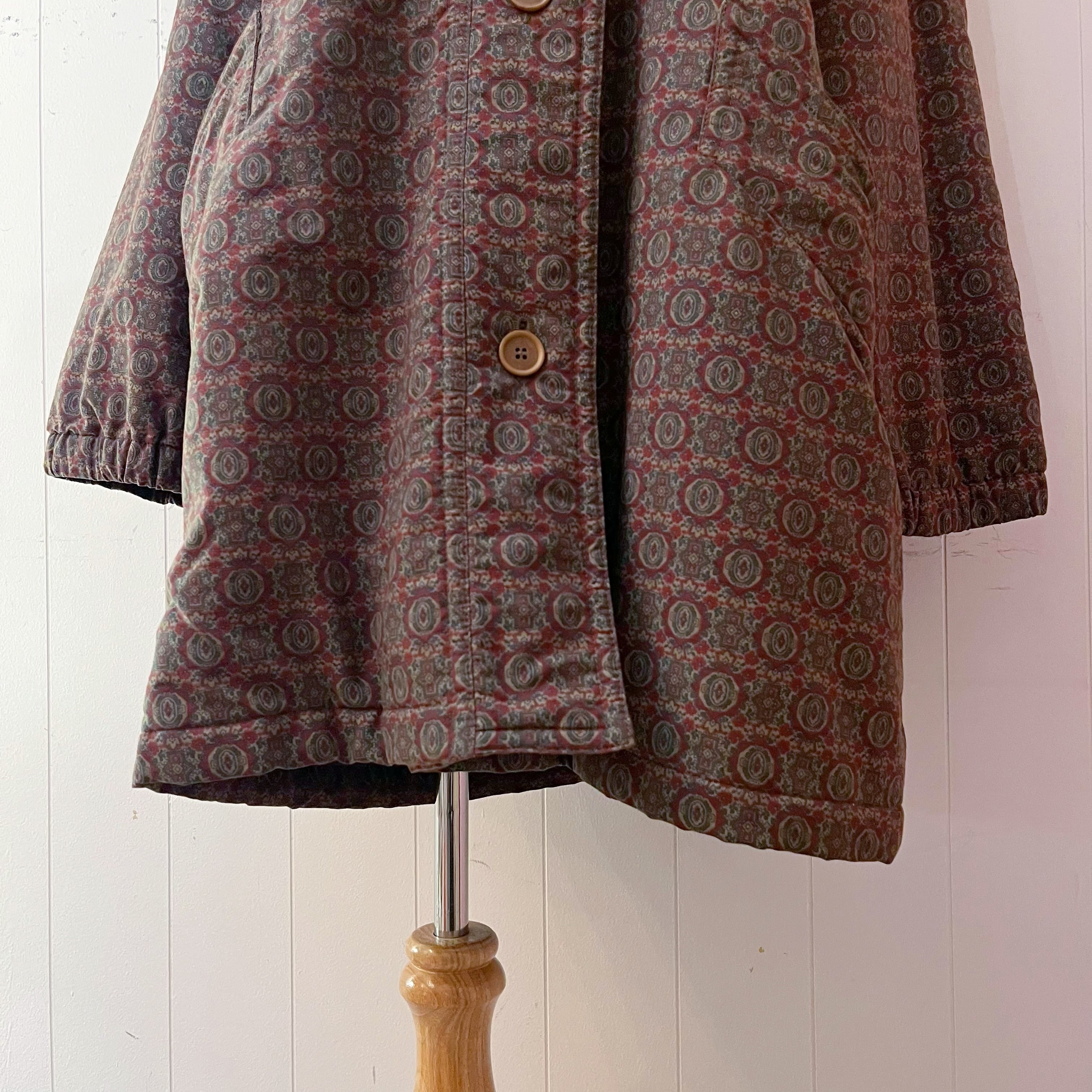 round collar geometric drawstring coat