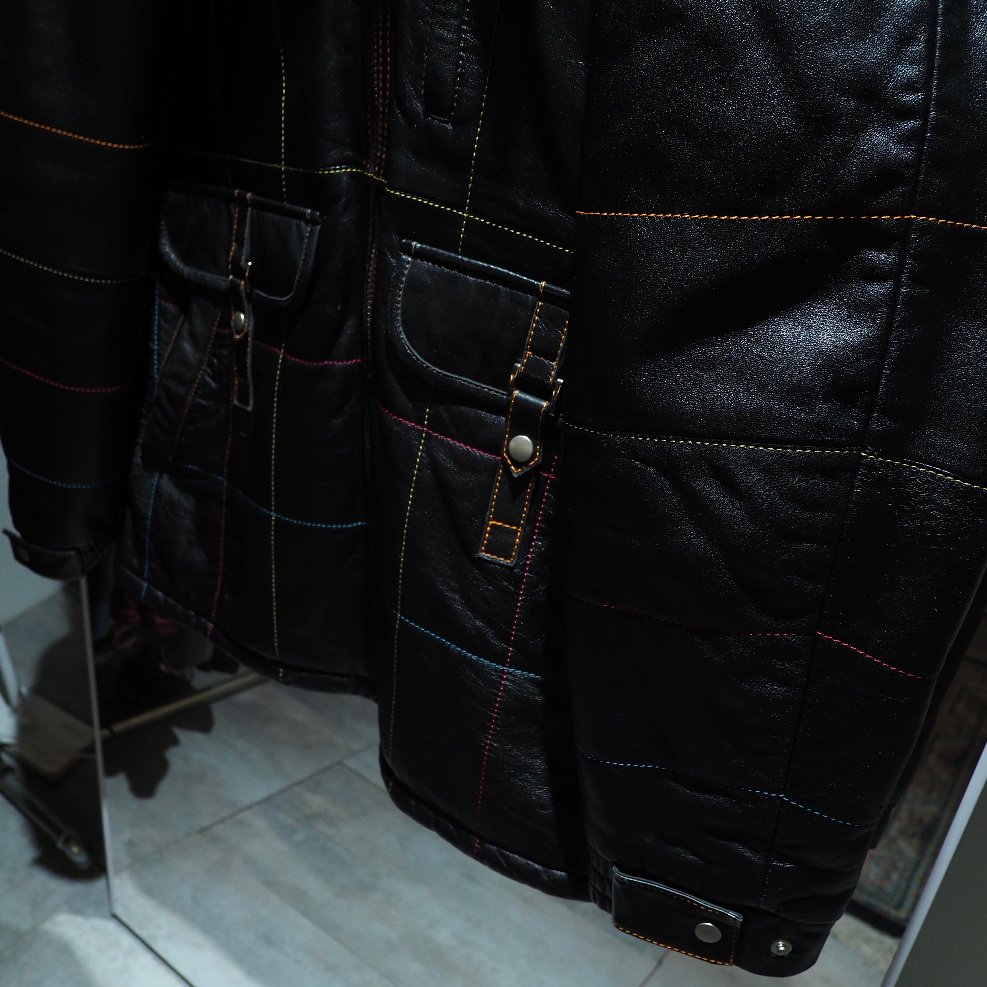” 極上 - Special ” Multi color stitch Embossed Sheep leather Hooded jacket