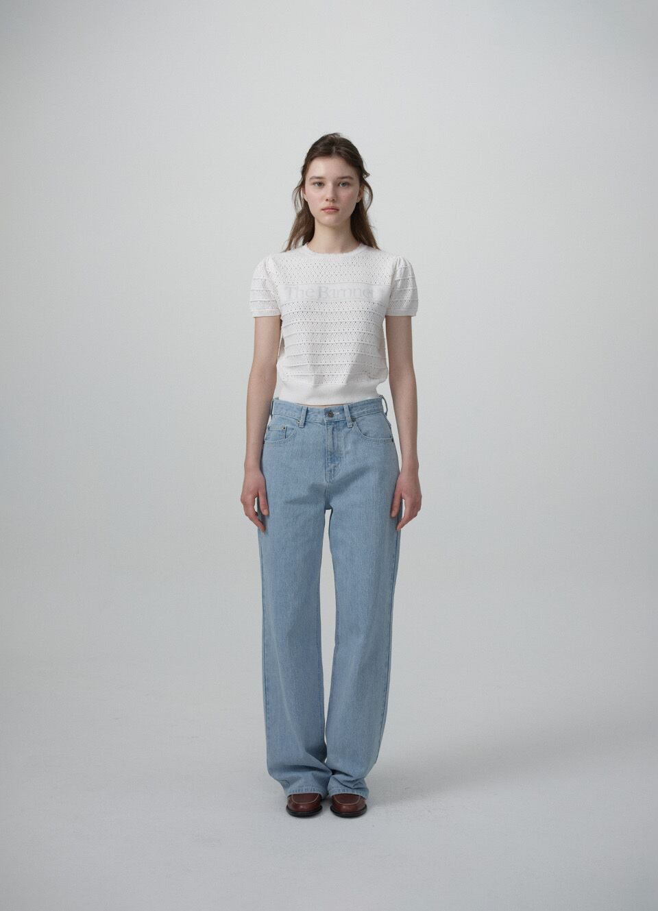 6月中旬発送 [The Barnnet] Helen Logo Jacquard Knit Top_Ivory 正規