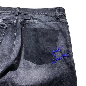 SAINT LAURENT PARIS back pocket design black denim pants