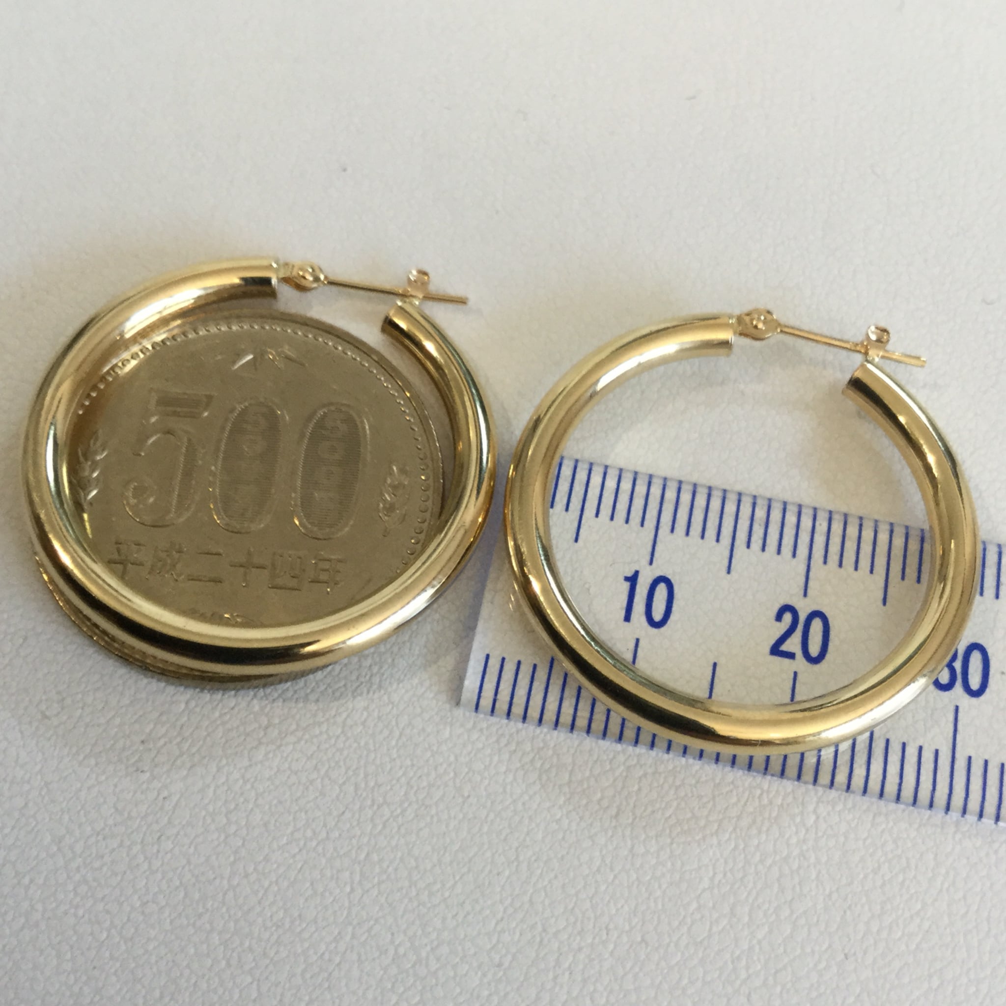 K18 3x30mm hoop pierce / K18 3x30mm フープピアス | A.I JEWELRIES