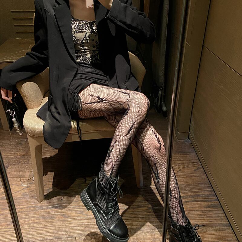 オータムネットソックス 薄手レギンス ストッキング ブラック 秋物 タイツ シルク ガールズファッション26326419928