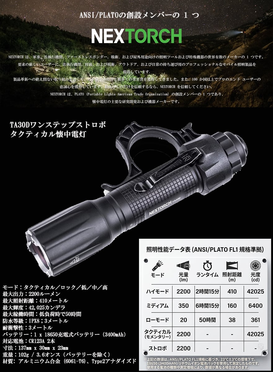 NEXTORCH ネクストーチ ワンステップストロボ タクティカル LEDハンド