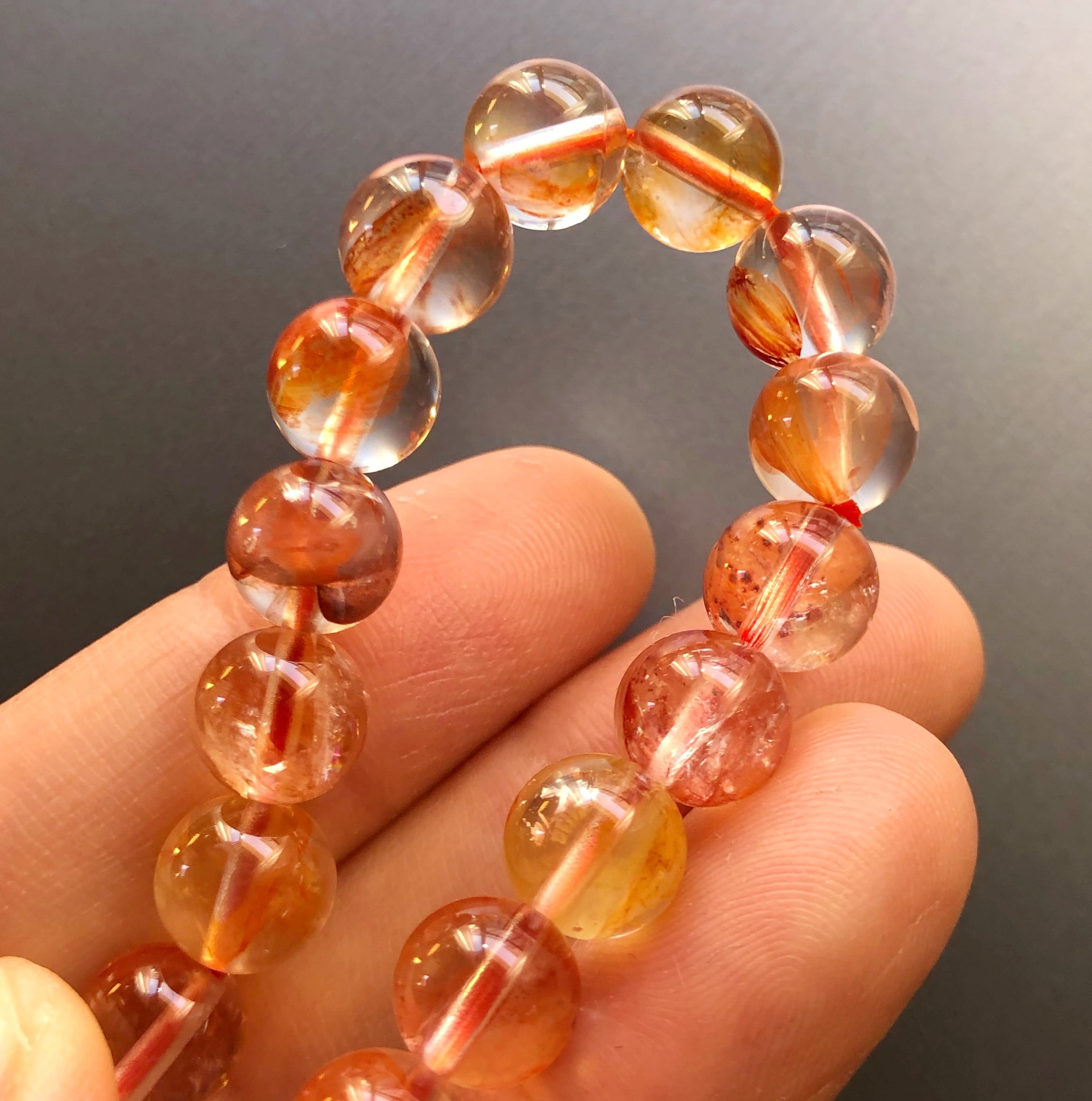 一点物】ライモナイト(リモナイト)インクォーツ 8.5mm 天然石 一点物】ライモナイト(リモナイト)インクォーツ 8.5mm 天然石