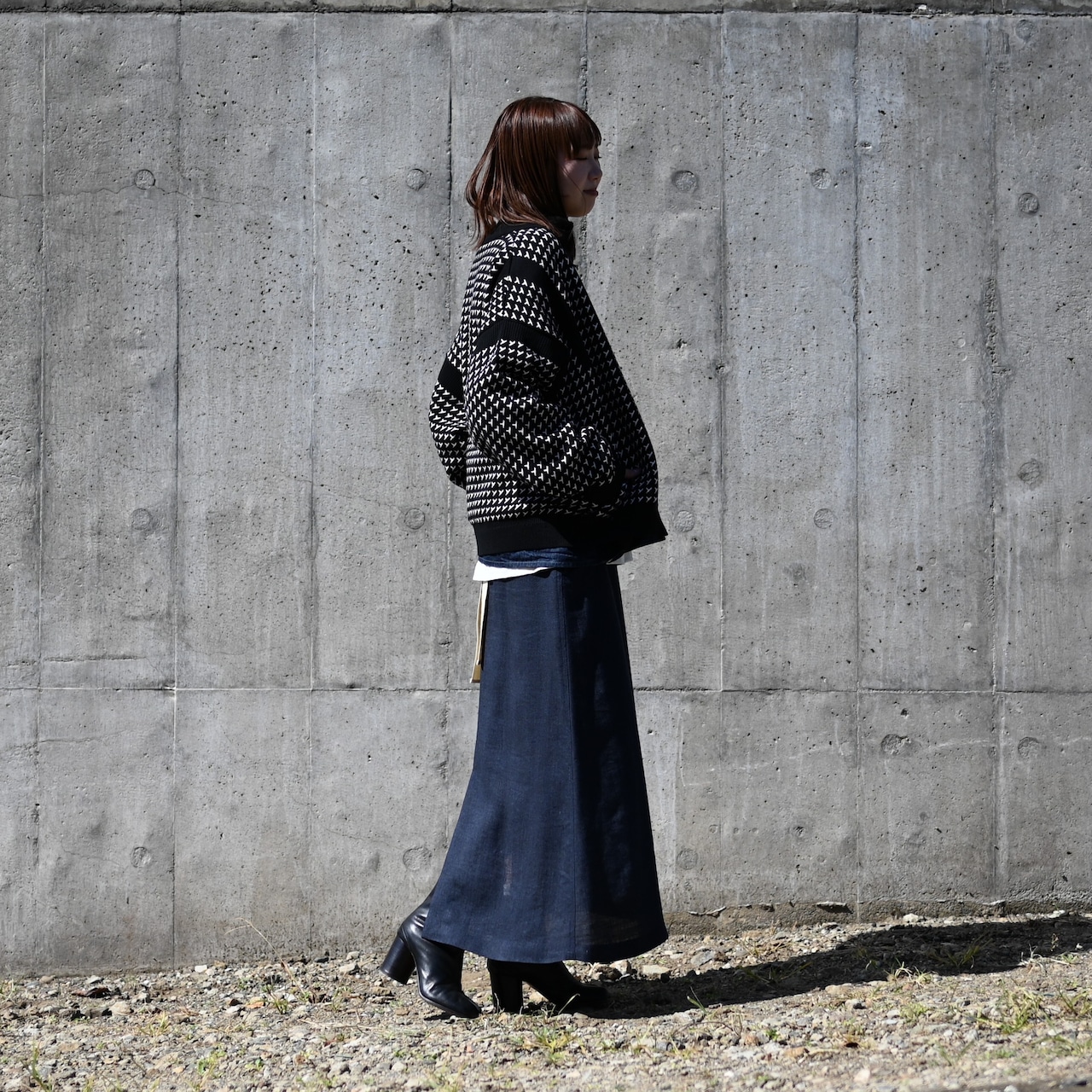 YASHIKI / GANKO別注 Shinsetsu Drivers Knit レディース着用コーディネート
