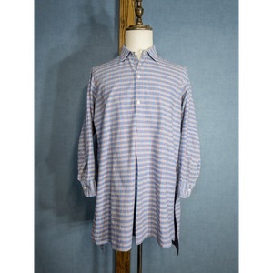 【1940-50s】"French Work" Blue Check Grandpa Shirt ⑤