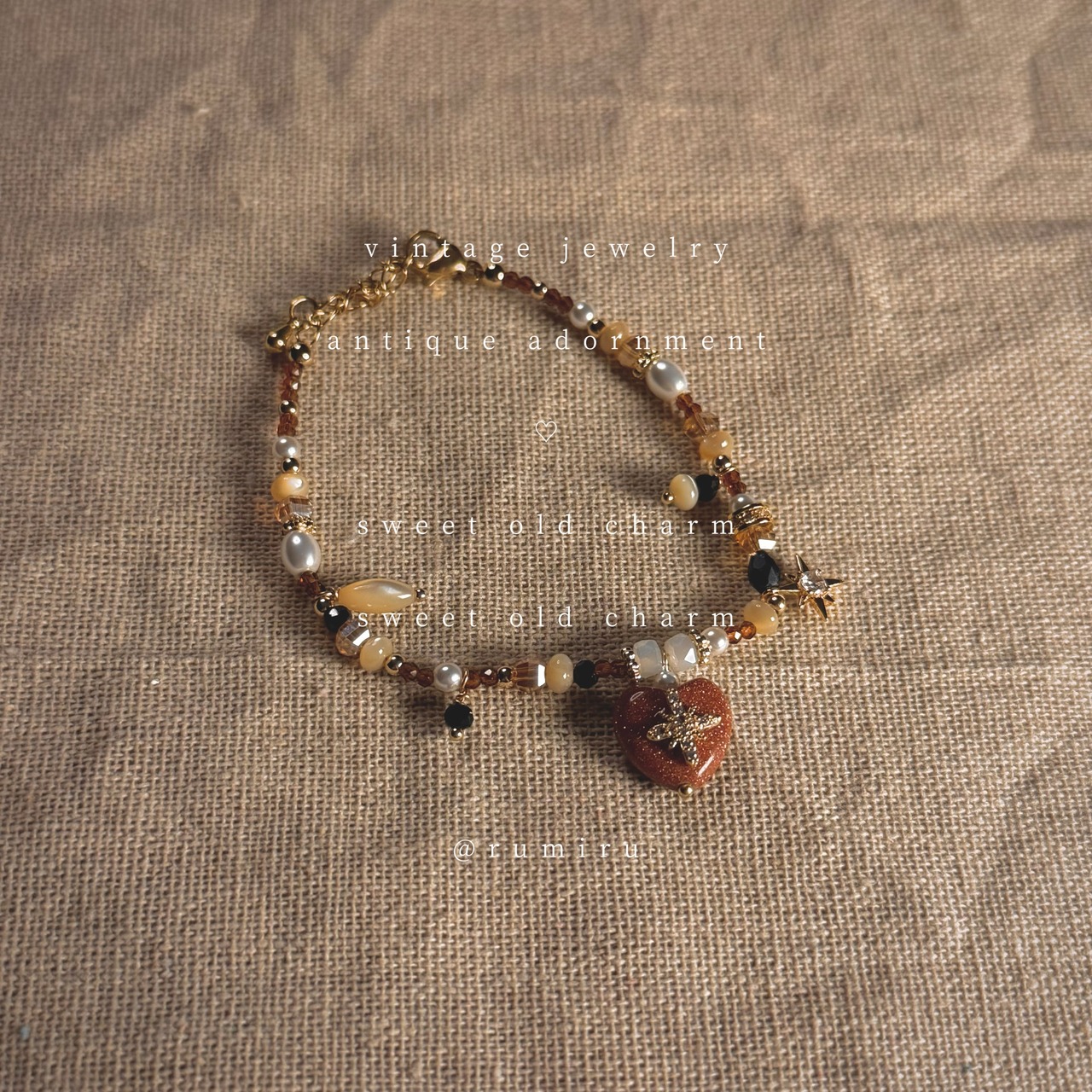 ハンドメイド スウィートハート レトロビーズ ネックレスorブレスレット - 4