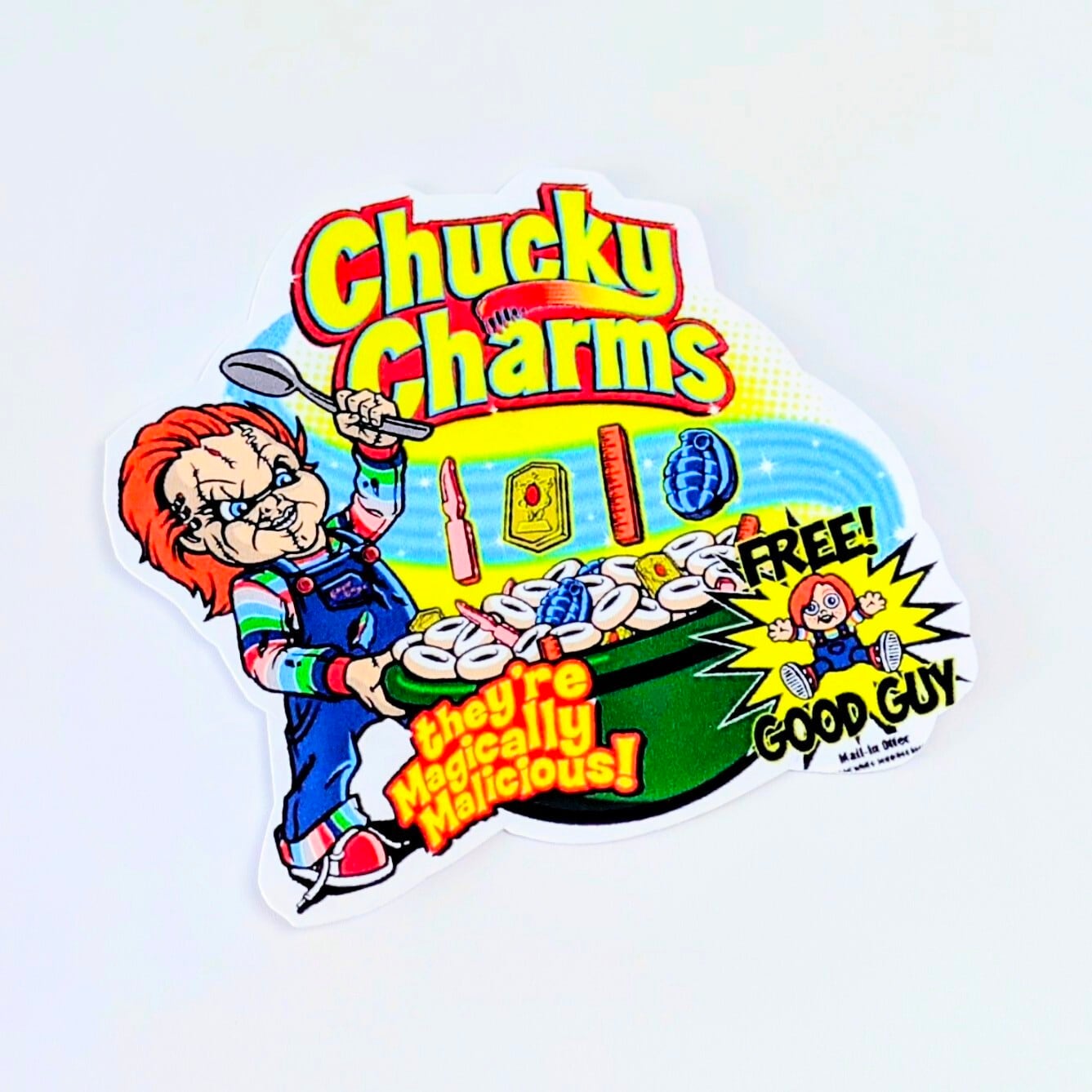 送料無料!!【 DIE-CUT STICKER / ダイカットステッカー】『 Child's Play / チャイルド・プレイ 』Chucky Charms / チャッキー / ステッカー / シール 〚アメリカン雑貨 アメトイ〛