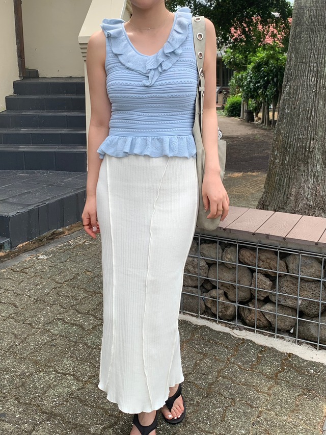 long knit skirt / ivory