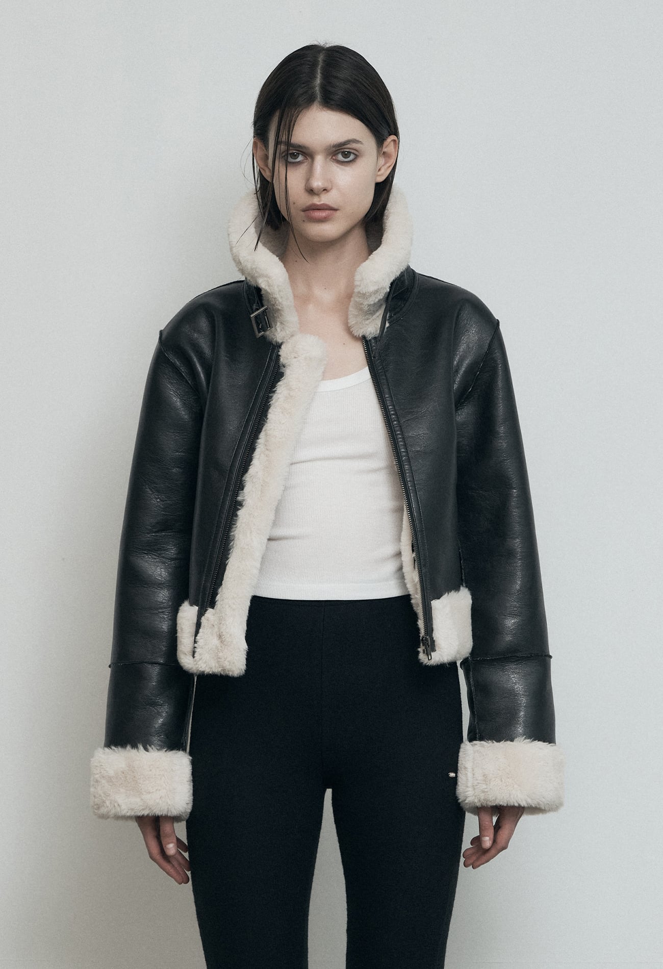 BOHEMIAN SEOUL] SLIM FIT SHEARLING JACKET, BLACK 正規品 韓国