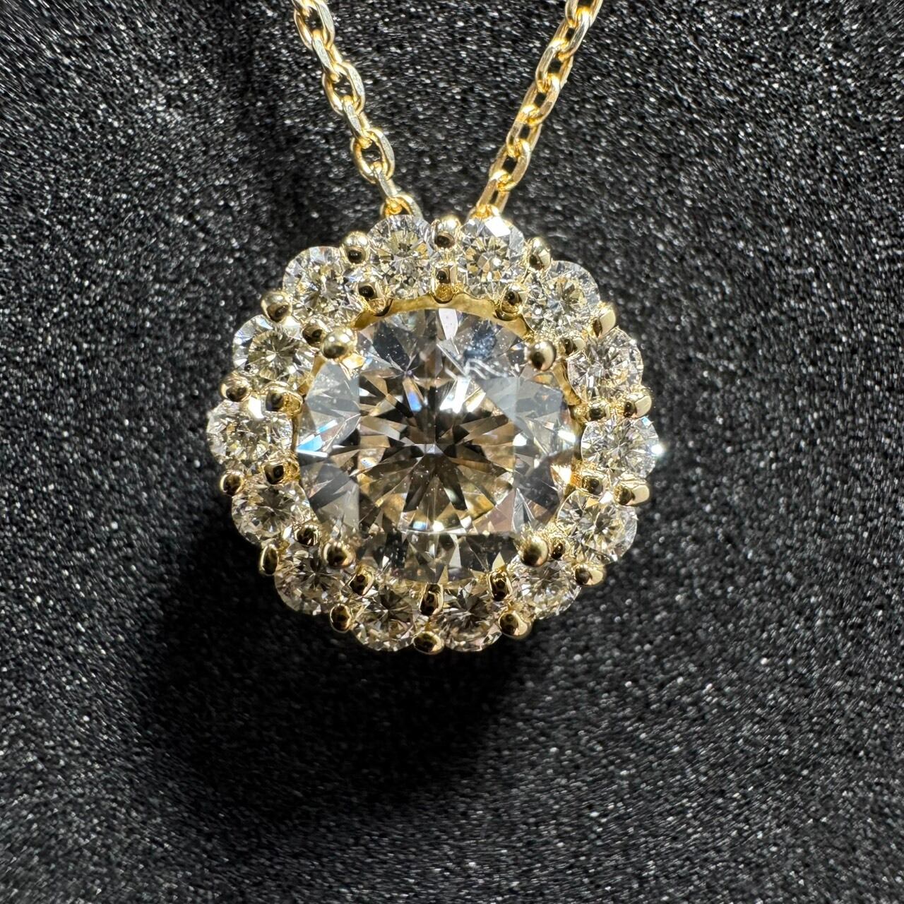 K18YG 0.813ct ダイヤモンド 取り巻き(ヘイロー) ネックレス | カオキ