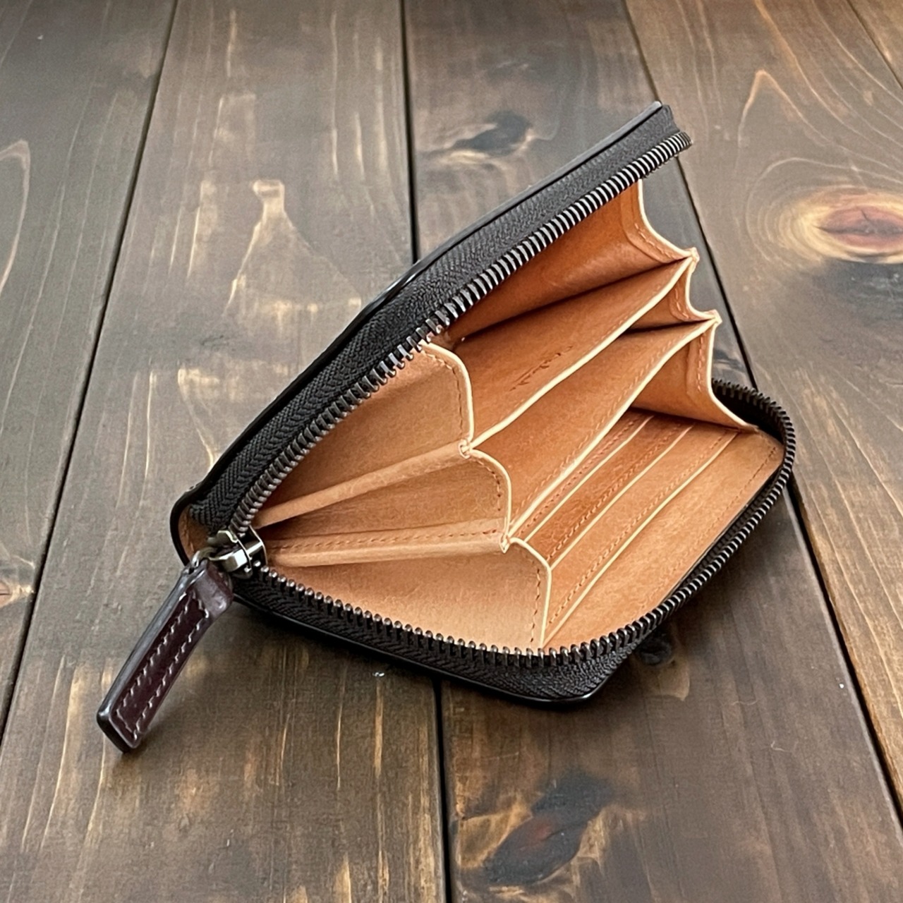 HORWEEN シェルコードバン ミドルウォレット バーガンディ