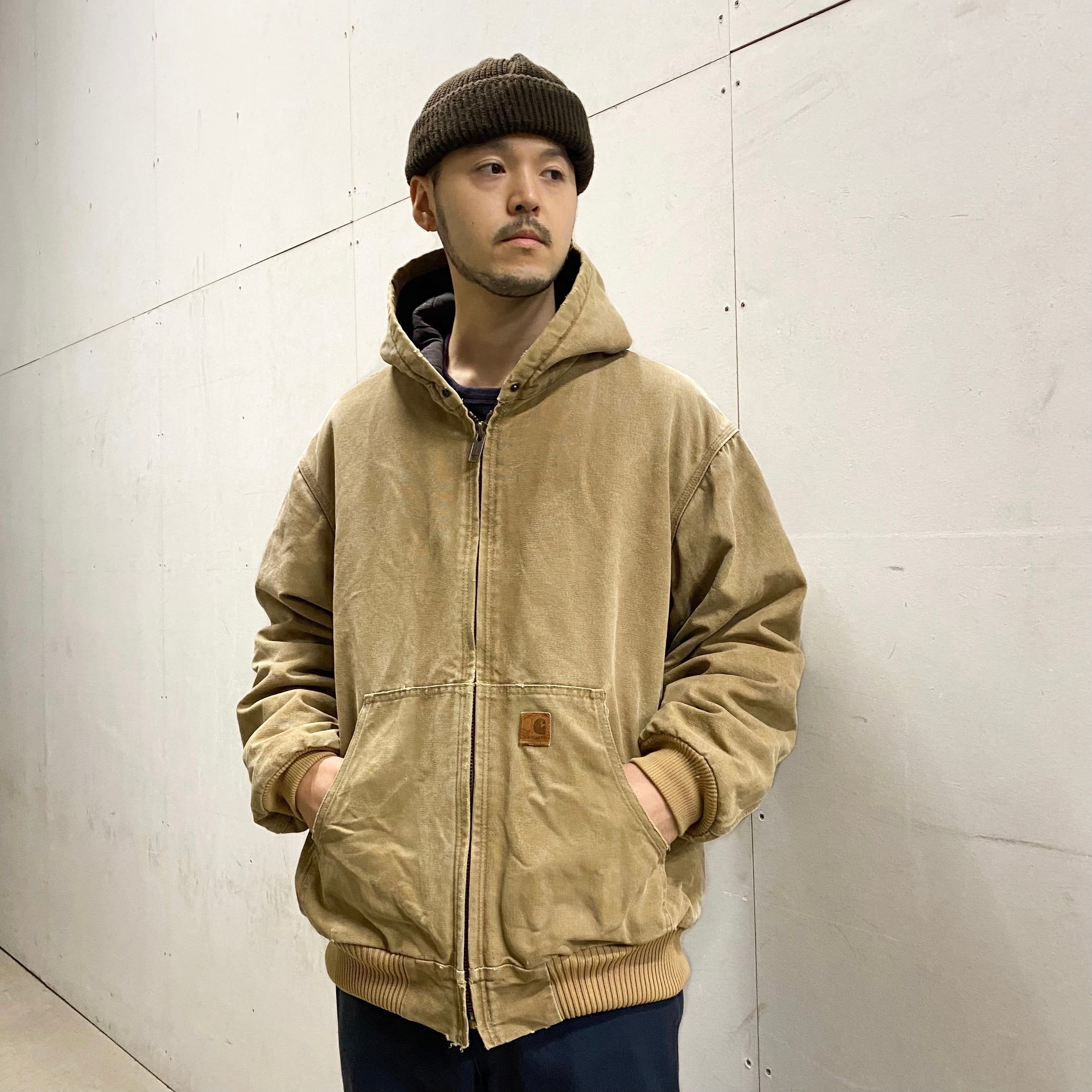 革パッチ 90s Carhartt アクティブジャケット ボロ ダメージ ペンキ-