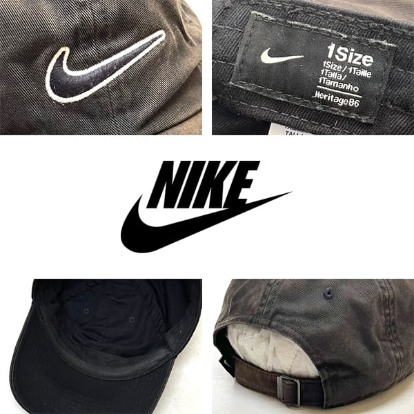 1点物◇NIKEナイキ日焼け黒フェイド雰囲気系キャップ帽子US古着メンズ