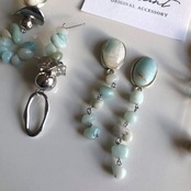 アマゾンナイト 天然石ピアス / イヤリング / サージカルステンレス