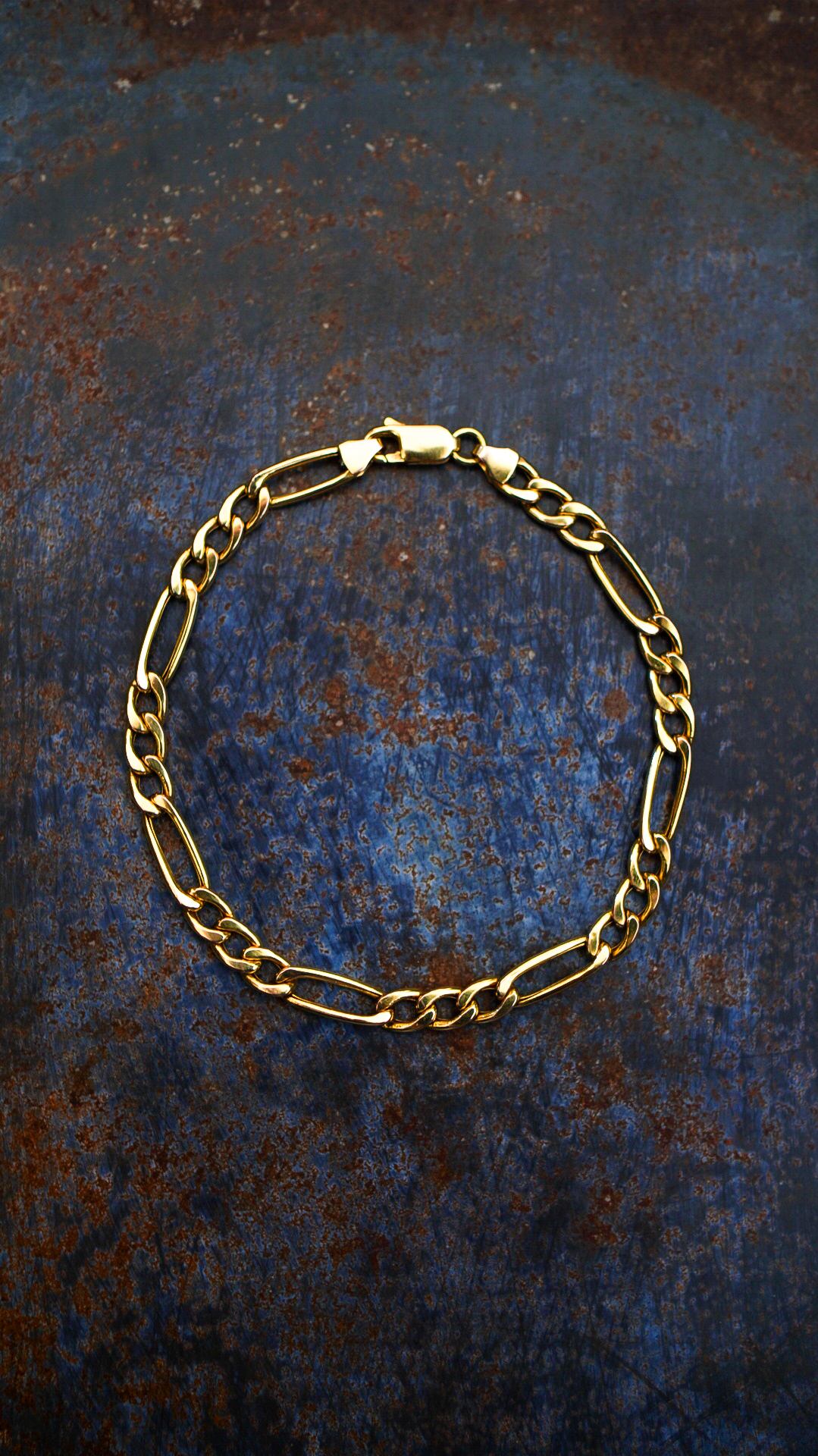 VINTAGE】U.K. VINTAGE 9ct イエロー ゴールド フィガロ チェーン 
