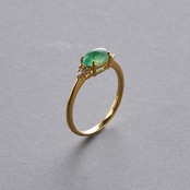 【9号】水滴のようなグリーン翡翠 K10YG ダイヤモンド リング A貨翡翠 jd_rg1835