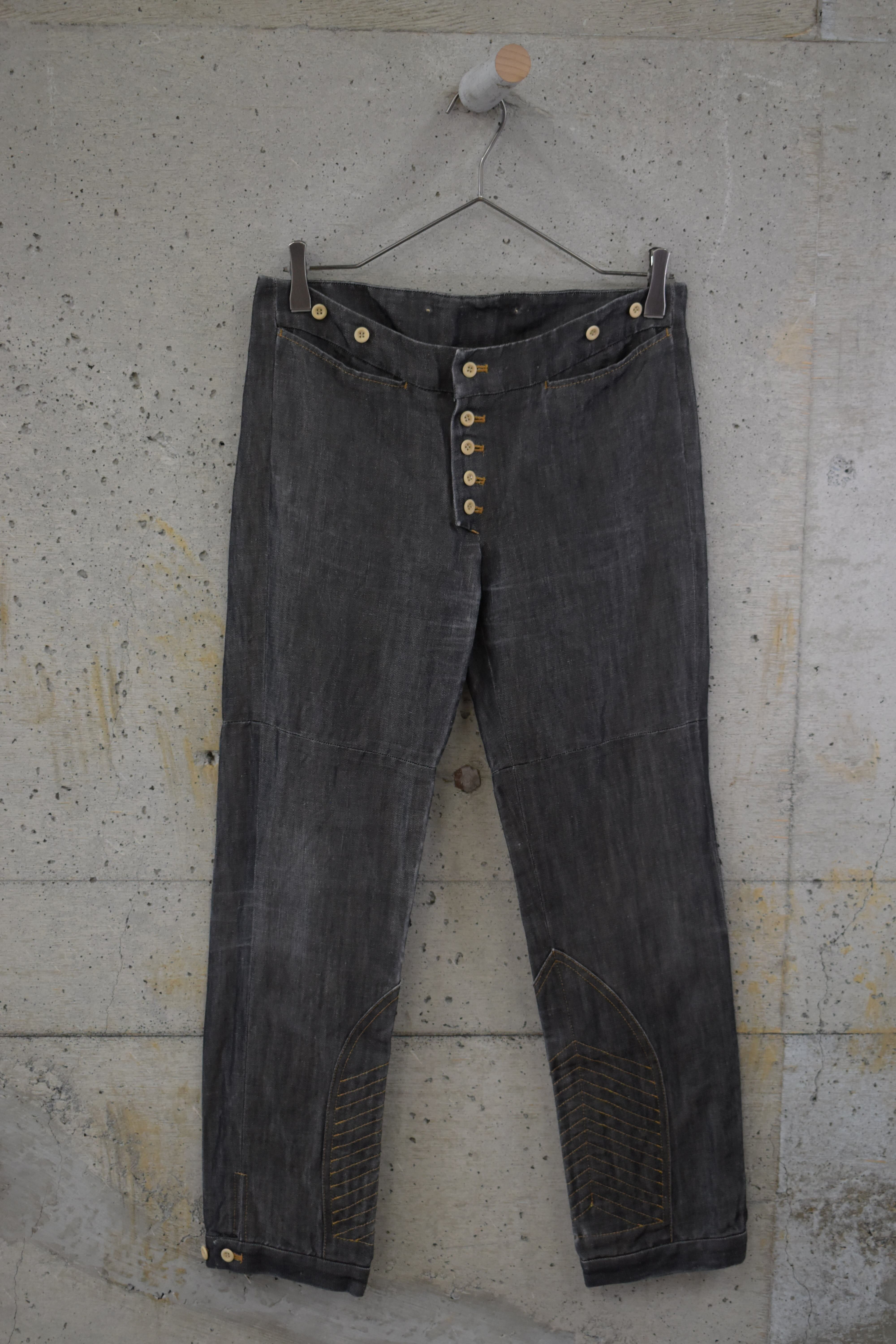 Linen glossy denim pants