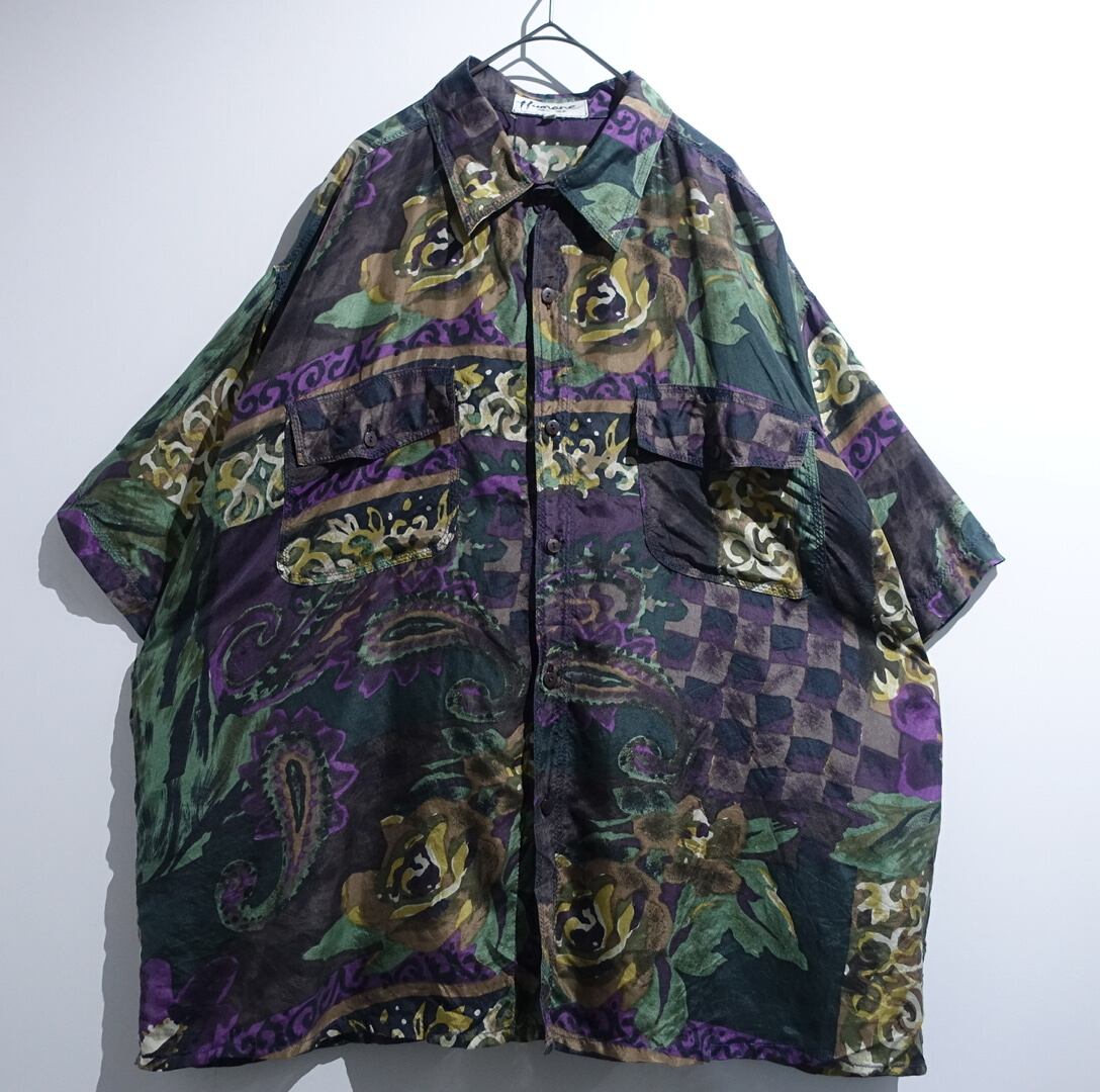 Multicolor Paisley Flower Pattern Design Silk Shirt